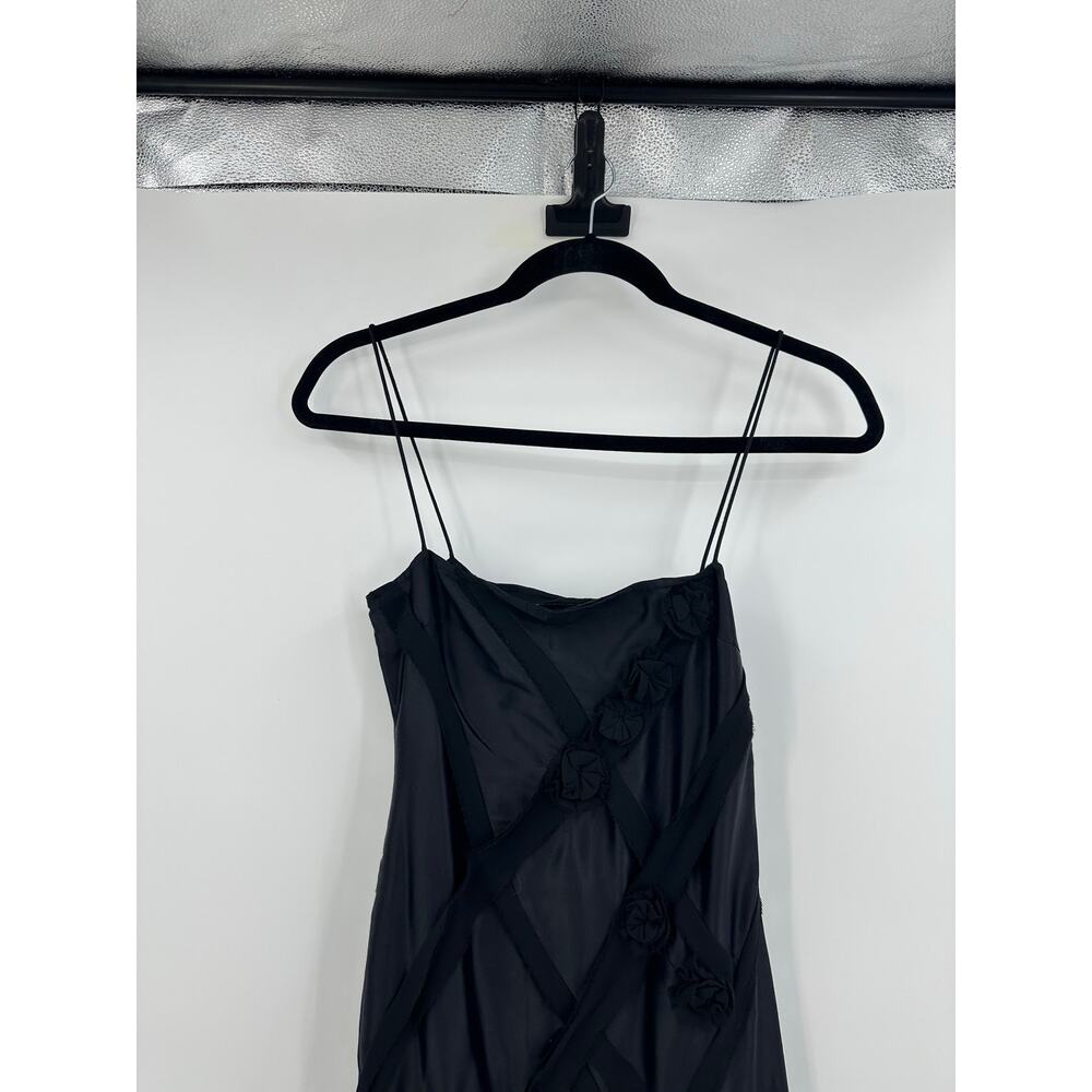Zara Satin Midi Slip Dress Size M Black Rushed Fairy Goth Witchy Whimsygoth - Picture 8 of 16